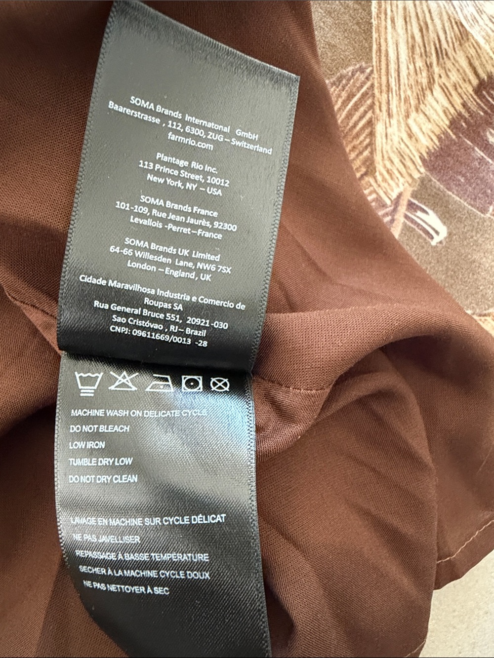 FARM Rio Malocas Brown & Tan Botanical-Print Long-Sleeve Maxi Dress nwot - Picture 17 of 17